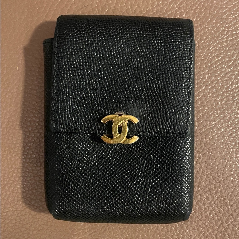 CHANEL Elegant Black Leather Detail